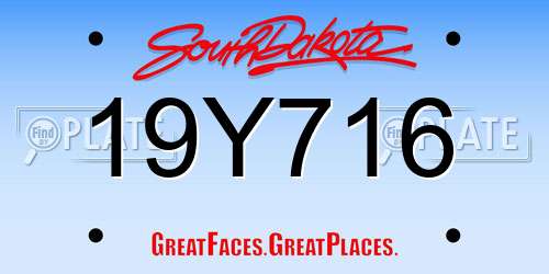 19Y716 South Dakota License Plate