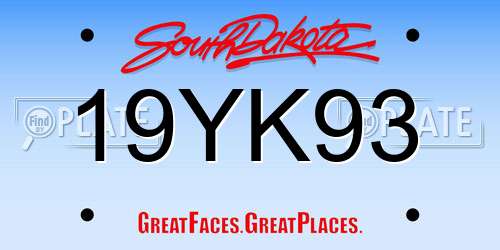 19YK93 South Dakota License Plate