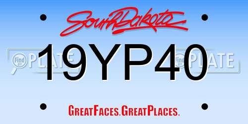 19YP40 South Dakota License Plate
