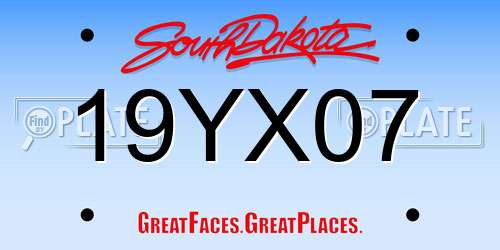 19YX07 South Dakota License Plate