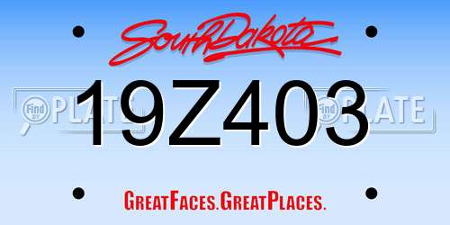 19Z403 South Dakota License Plate