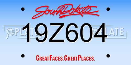 19Z604 South Dakota License Plate