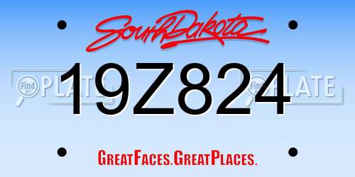 19Z824 South Dakota License Plate