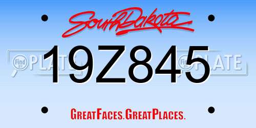 19Z845 South Dakota License Plate