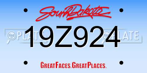 19Z924 South Dakota License Plate