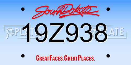 19Z938 South Dakota License Plate