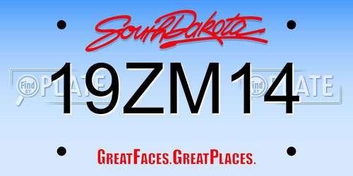 19ZM14 South Dakota License Plate