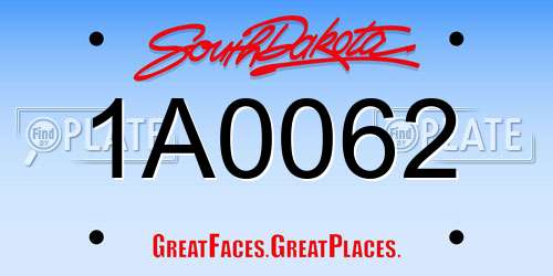 1A0062 South Dakota License Plate
