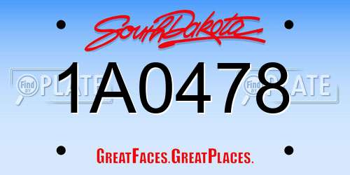 1A0478 South Dakota License Plate
