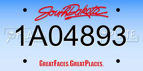 1A04893 South Dakota License Plate