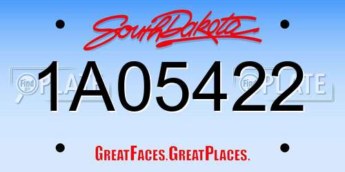 1A05422 South Dakota License Plate