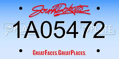 1A05472 South Dakota License Plate