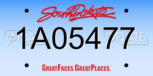 1A05477 South Dakota License Plate