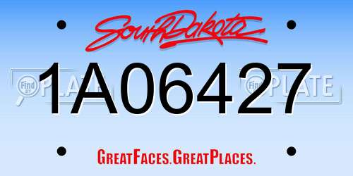 1A06427 South Dakota License Plate