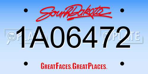 1A06472 South Dakota License Plate