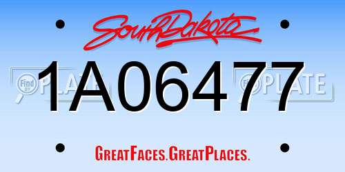 1A06477 South Dakota License Plate