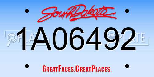 1A06492 South Dakota License Plate
