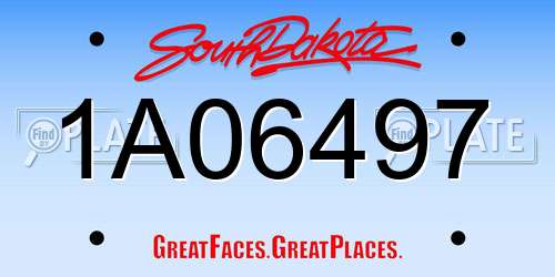 1A06497 South Dakota License Plate