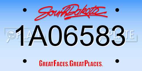 1A06583 South Dakota License Plate
