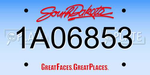 1A06853 South Dakota License Plate