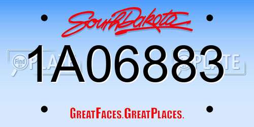 1A06883 South Dakota License Plate