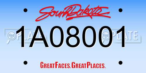 1A08001 South Dakota License Plate