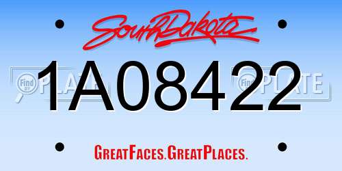 1A08422 South Dakota License Plate