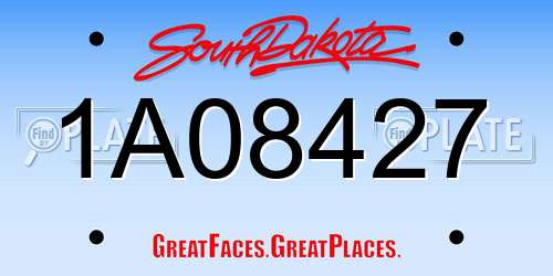1A08427 South Dakota License Plate