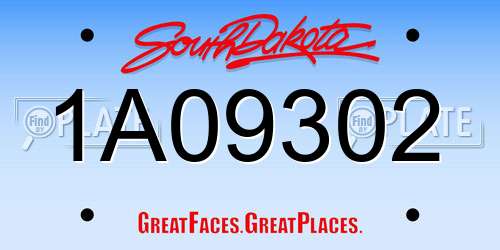 1A09302 South Dakota License Plate