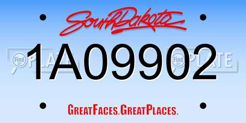 1A09902 South Dakota License Plate
