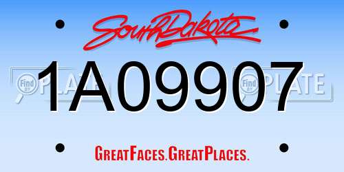 1A09907 South Dakota License Plate