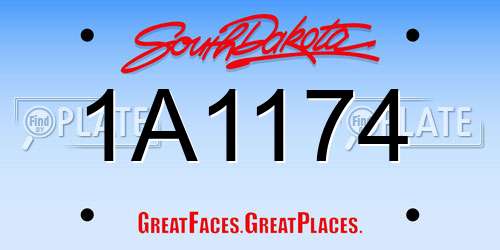 1A1174 South Dakota License Plate