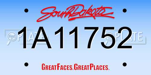 1A11752 South Dakota License Plate
