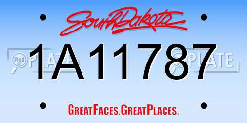 1A11787 South Dakota License Plate