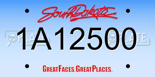 1A12500 South Dakota License Plate