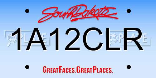 1A12CLR South Dakota License Plate