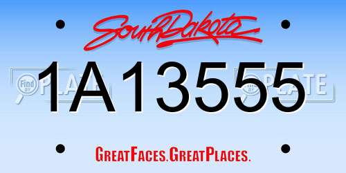1A13555 South Dakota License Plate