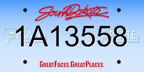 1A13558 South Dakota License Plate