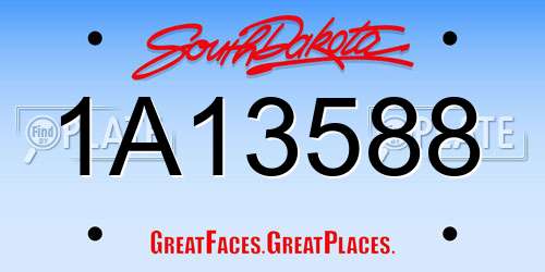 1A13588 South Dakota License Plate