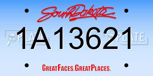 1A13621 South Dakota License Plate
