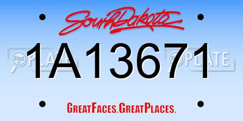 1A13671 South Dakota License Plate