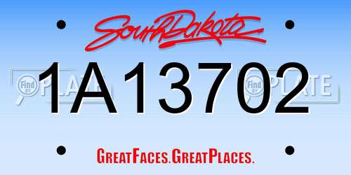 1A13702 South Dakota License Plate