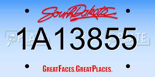 1A13855 South Dakota License Plate