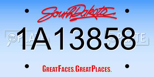 1A13858 South Dakota License Plate