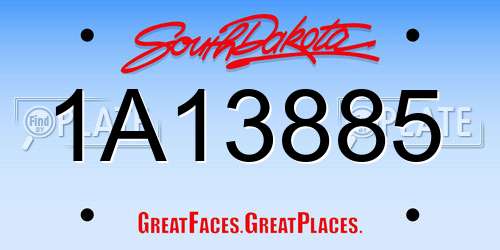 1A13885 South Dakota License Plate