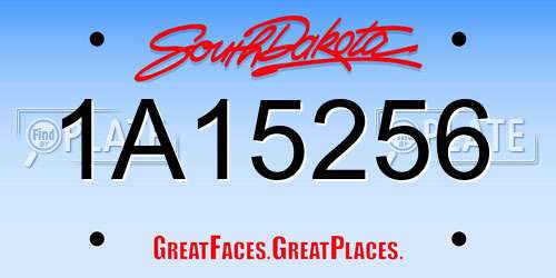 1A15256 South Dakota License Plate