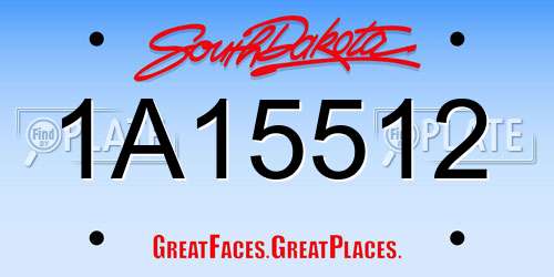 1A15512 South Dakota License Plate