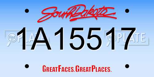 1A15517 South Dakota License Plate