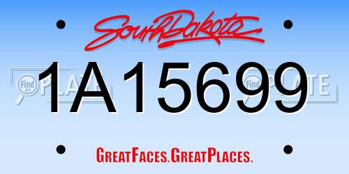 1A15699 South Dakota License Plate