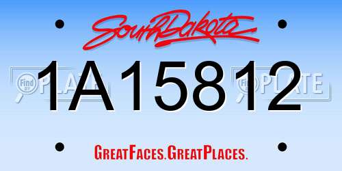 1A15812 South Dakota License Plate